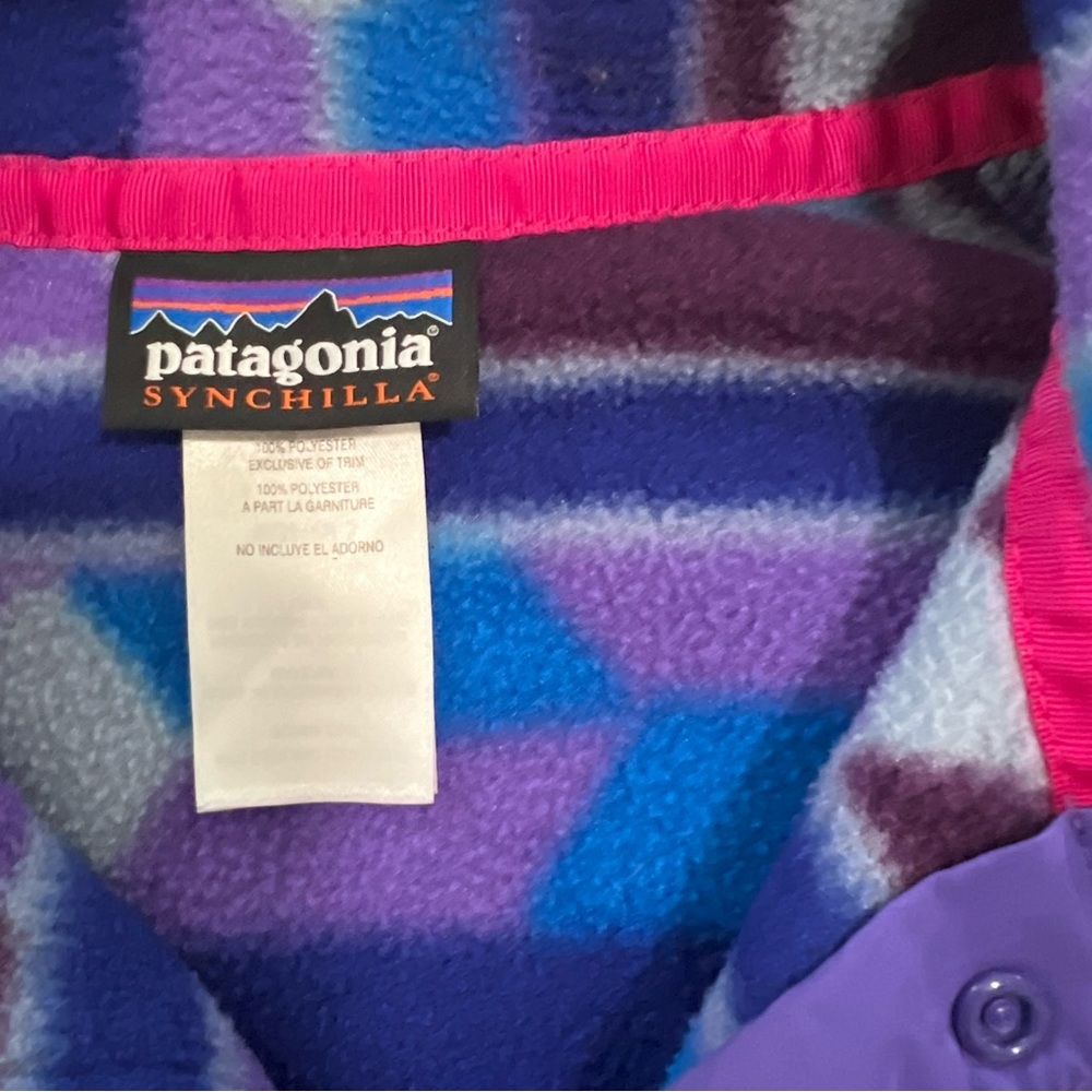 Patagonia Purple & Blue Geometric Fleece Pullover - Picture 9 of 15